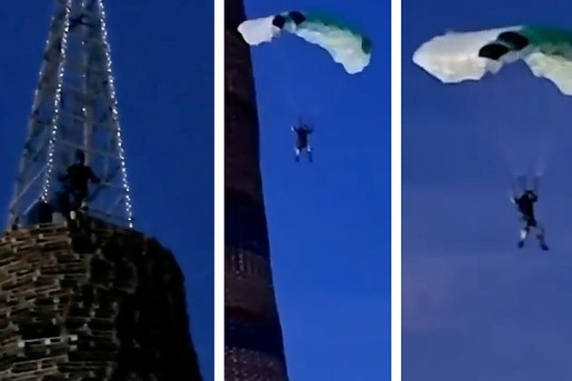 Daredevil defends parachute jump from top of 200ft bonfire: ‘I’ve a lot of experience’