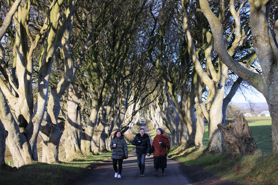 Tourists at the Dark Hedges near Armoy in Co Antrim, an area made world-famous when it was featured on the TV drama Game of Thrones (Liam McBurney/PA)