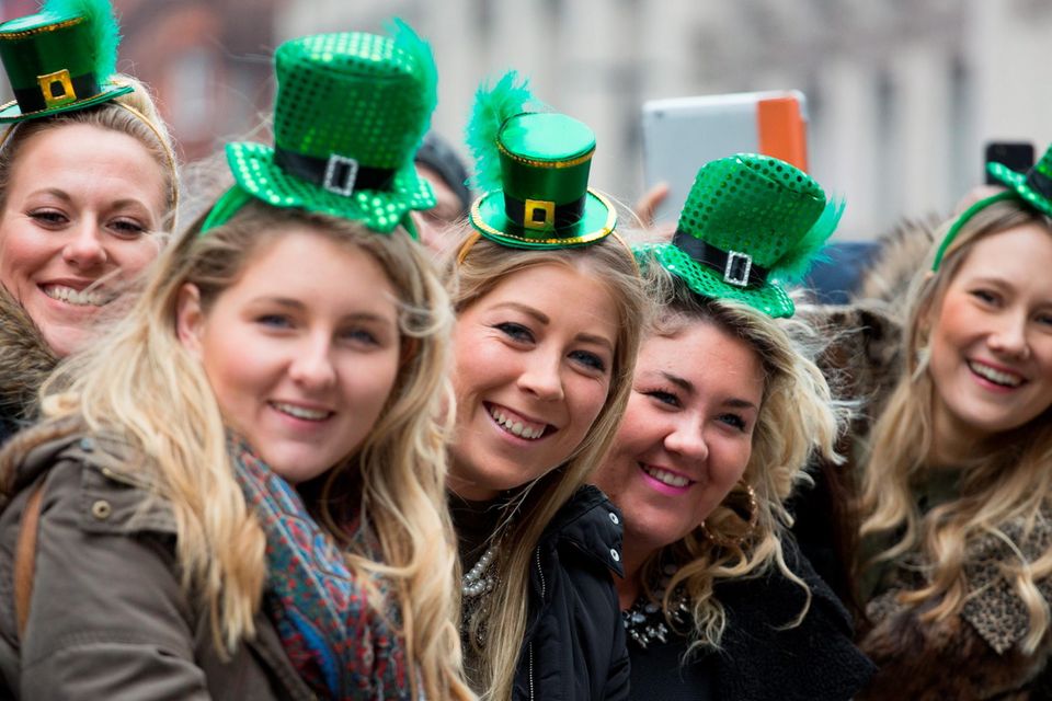 A group of girls at the Mayor of London's St Patrick's Day Parade and Festival in London. PRESS ASSOCIATION Photo. Picture date: Sunday March 15, 2015. Daniel Leal-Olivas/PA Wire.