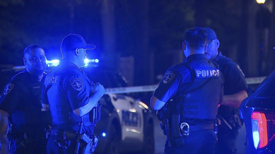 Police working on the scene of a shooting in Birmingham, Alabama (WBMA/AP)