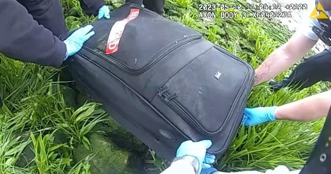 Video grab of police body-worn video footage of a recovered suitcase containing the decomposed body of Suma Begum (Met Police/PA)