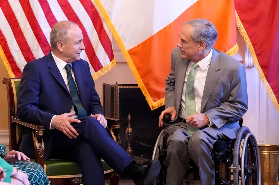 Micheal Martin in a meeting with the Governor of Texas Greg Abbott (Niall Carson/PA)