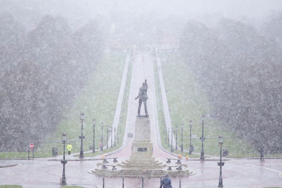 Snow begins to fall on the Stormont Estate in east Belfast. 
Picture by Jonathan Porter/Press Eye