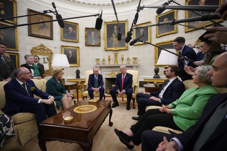 Mr Trump and Mr Martin spoke to the media in the Oval Office for 50 minutes (Niall Carson/PA)