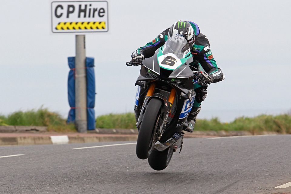 Michael Dunlop (Hawk Racing MasterMac Honda) on the Coast Road during Superbike practice at the North West 200