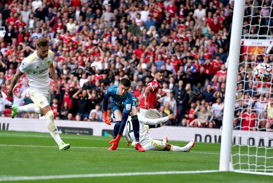 Bruno Fernandes scored a hat-trick against Leeds in 2021 (Martin Rickett/PA)