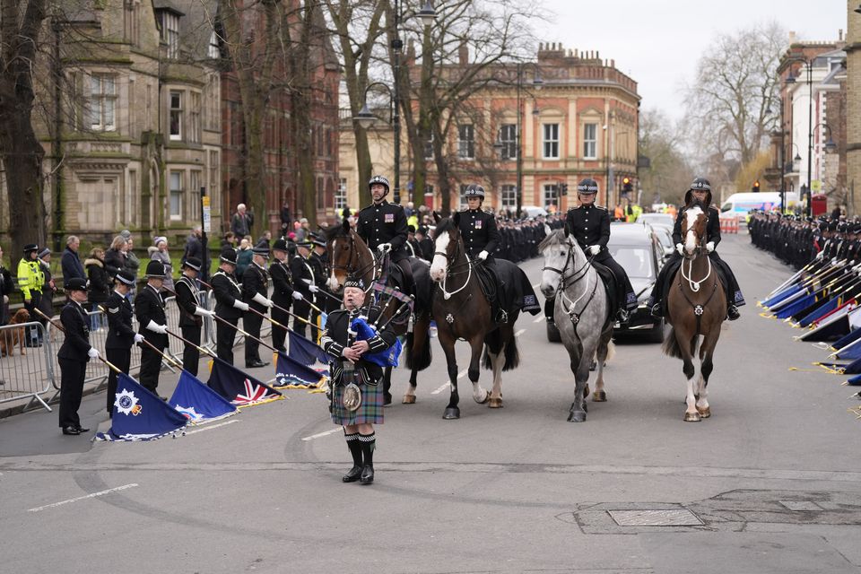 The funeral cortege of Pc Rosie Prior arriving at York Minster (Danny Lawson/PA)