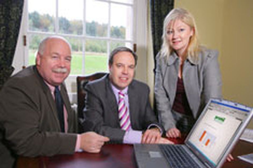 Minister of Enterprise, Trade and Investment Nigel Dodds discusses the PRIME initiative with Roisin Bradley, development and mentoring manager with PRIME NI and Ian Murphy, managing director of clients and entrepreneurship with Invest NI