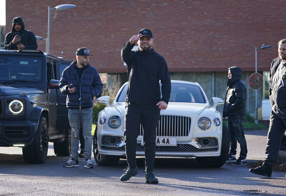 Daniel Dowling-Brooks celebrates after being released from HMP Swaleside on the Isle of Sheppey, Kent (Gareth Fuller/PA)