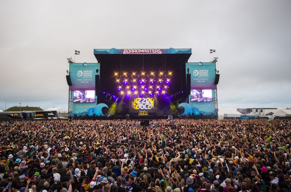 Festival attendees watching Dizzee Rascal during the Boardmasters music and surfing festival in 2021 (Andrew Timms/Boardmasters/PA)