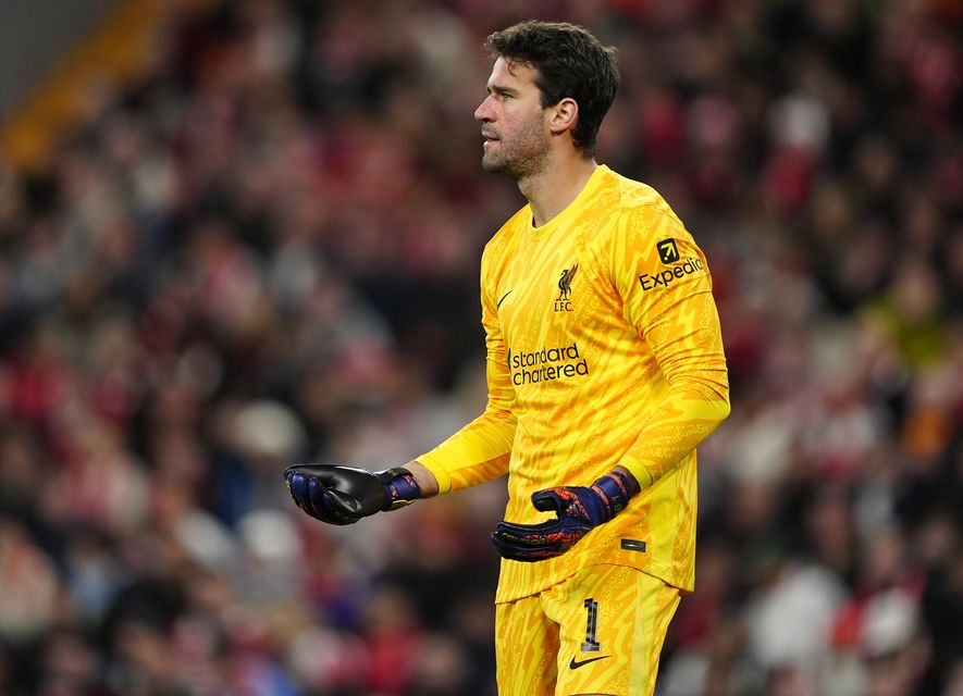 Caoimhin Kelleher is currently deputising for injured Liverpool keeper Alisson Becker (pictured) (Peter Byrne/PA)