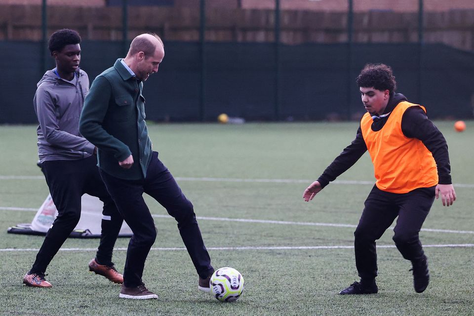 The Prince of Wales played football (Temi Adelaja/PA)