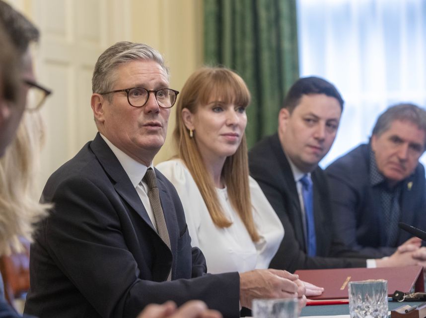 Prime Minister Sir Keir Starmer (left) and Deputy Prime Minister Angela Rayner during a meeting with English regional mayors, Ben Houchen Mayor of the Tees Valley and Steve Rotheram (right) Mayor of the Liverpool City Region, at No 10 Downing Street in Westminster, central London (PA)