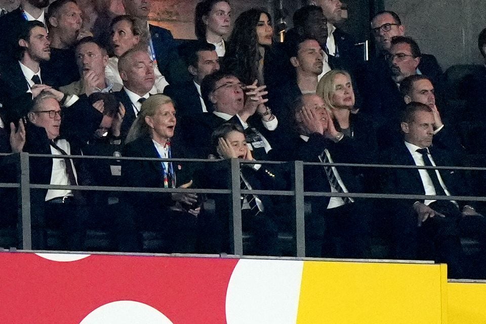 The Prince of Wales, Prince George and Prime Minister Sir Keir Starmer react during the UEFA Euro 2024 final (Bradley Collyer/PA)