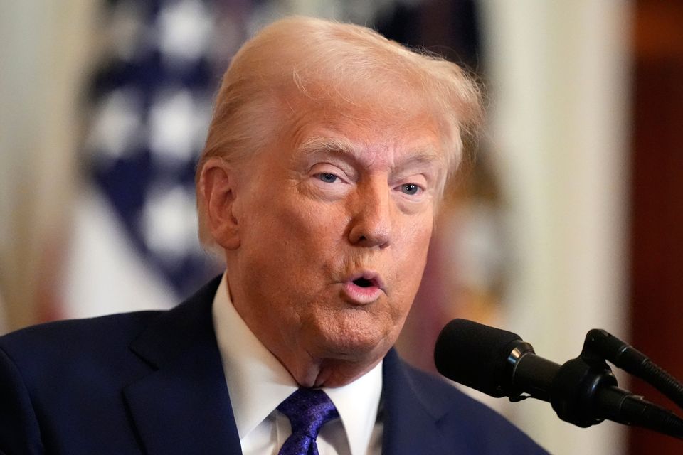 President Donald Trump speaks before signing the Laken Riley Act in the East Room of the White House. (AP Photo/Alex Brandon)