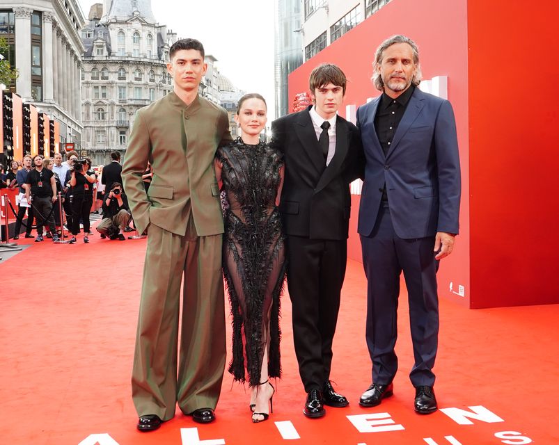 Archie Renaux, Cailee Spaeny, Spike Fearn and Fede Alvarez attend the UK gala screening of Alien: Romulus (Ian West/PA)