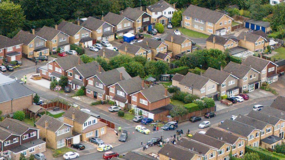 The scene in Ashlyn Close, Bushey, Hertfordshire, where Kyle Clifford murdered Carol, Louise and Hannah Hunt. (Jacob King/ PA)