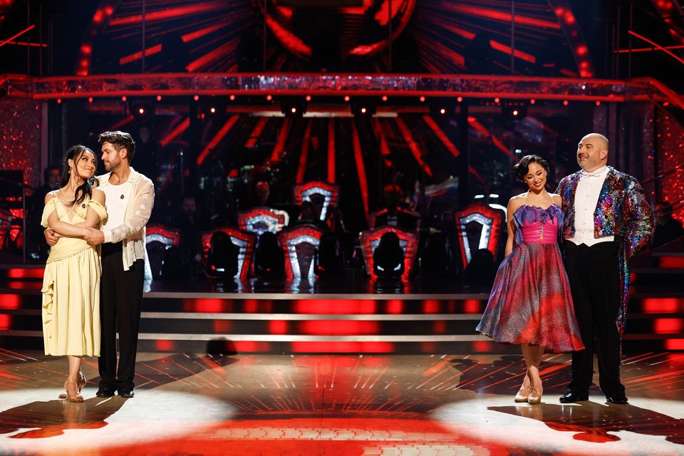 Nancy Xu and Shayne Ward, left, competed in the dance-off against Katya Jones and Wynne Evans (BBC/Guy Levy/PA)