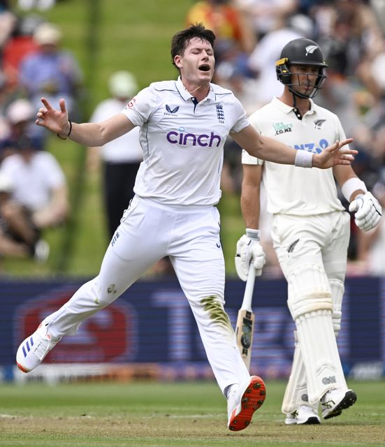 England’s Matthew Potts is left frustrated in Hamilton (Andrew Cornaga/Photosport/AP)