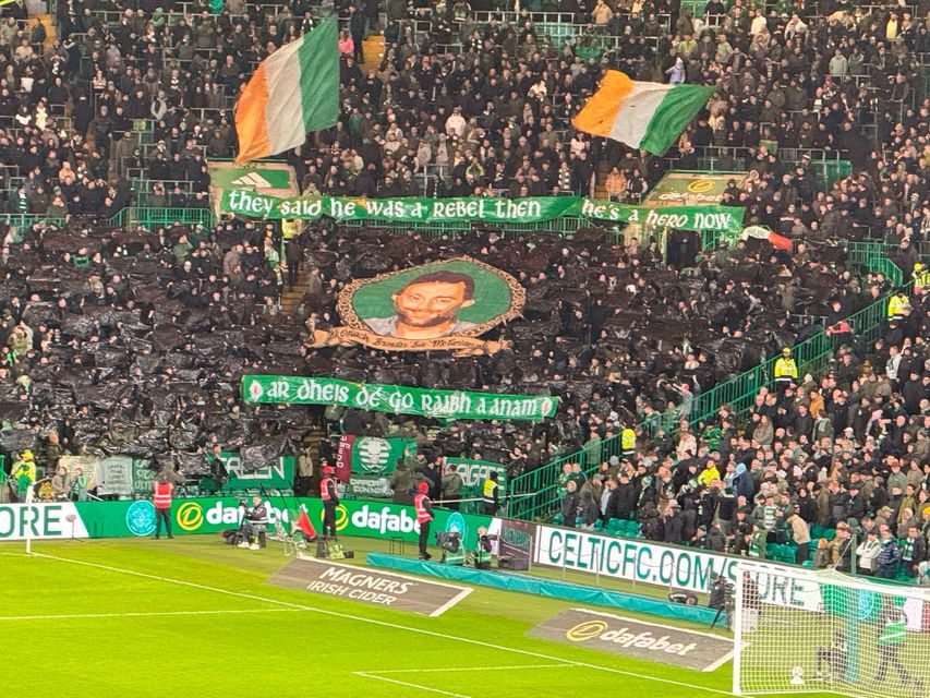 The banner at the Celtic game. Photo: X