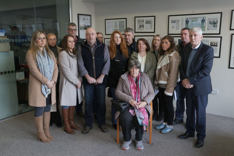 The family of showjumper Katie Simpson after receiving the Police ombudsman’s report into the death of Katie Simpson (Liam McBurney/PA)