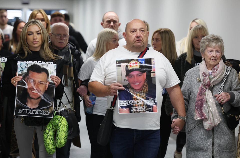 John George's family arrive home from Spain, pictured at Belfast International Airport. Pic: Press Eye