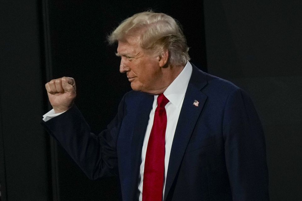 Republican presidential candidate Donald Trump acknowledges the crowd during the Republican National Convention on Thursday (Matt Rourke/AP)