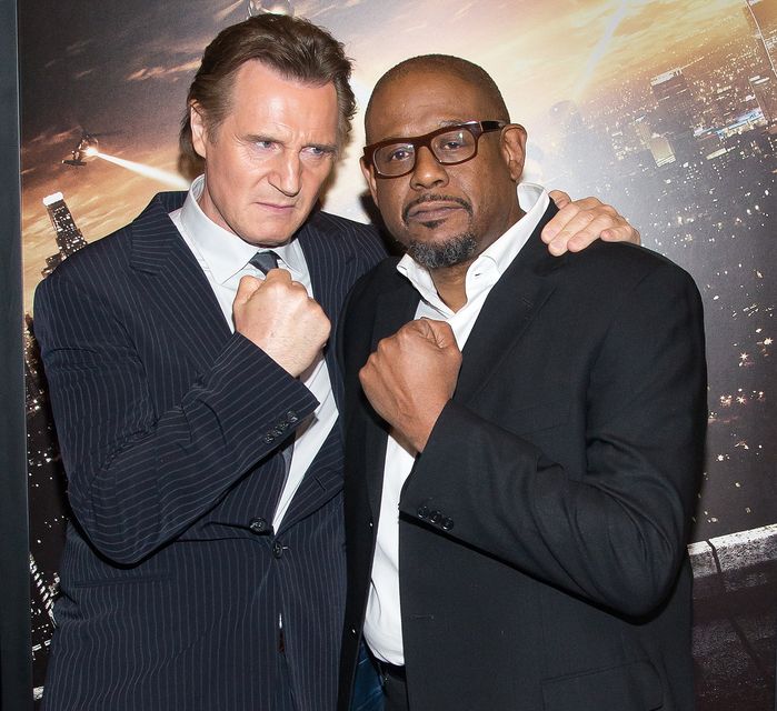 Liam neeson and forest whitaker attend the 'taken 3' fan event screening in new york city in 2015