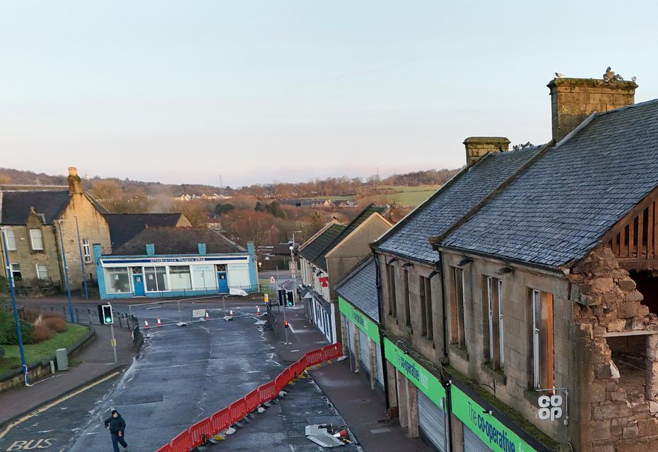 The Co-op store in Denny, Stirlingshire, was damaged in the storm (Andrew Milligan/PA)