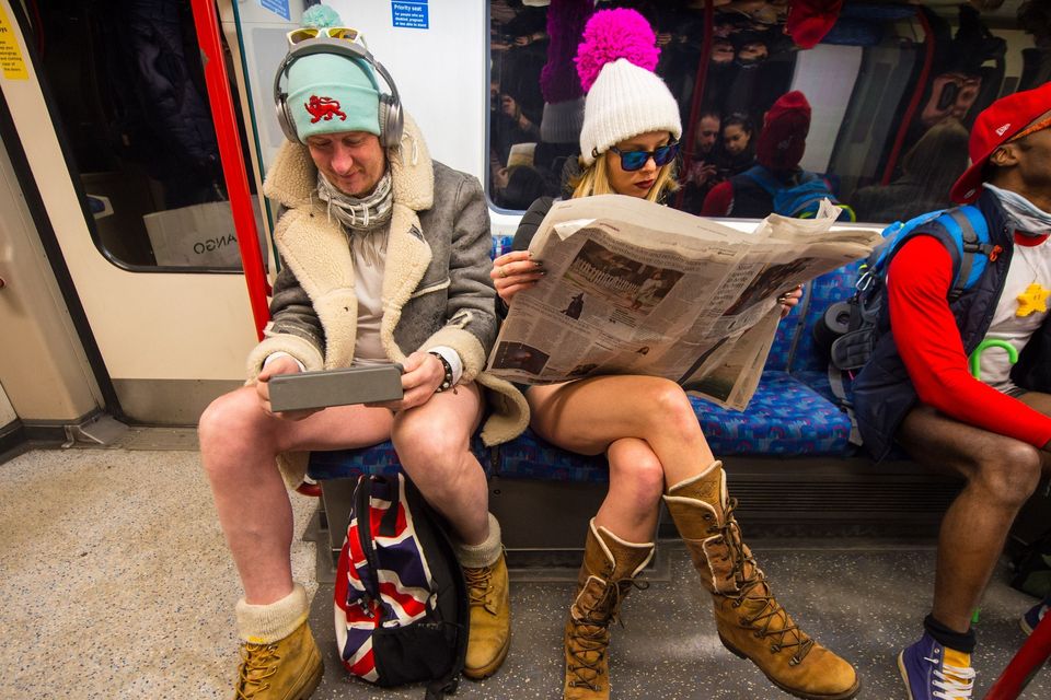 ShanghaiEye🚀official on X: People take part in the annual No Trousers On  The Tube Day (No Pants Subway Ride) as they wait for the metro at Euston  station, on the #London Underground