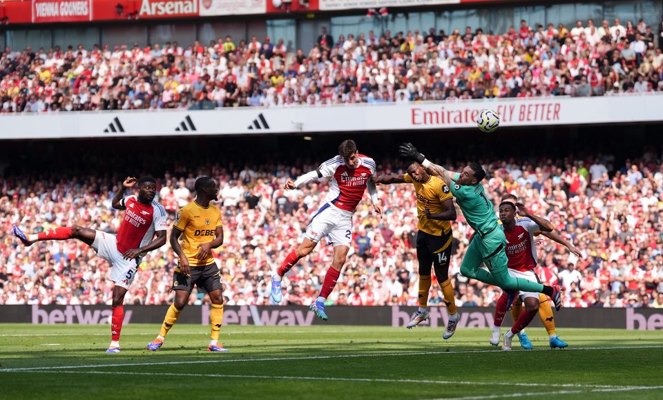 Kai Havertz heads Arsenal into the lead (Adam Davy/PA).