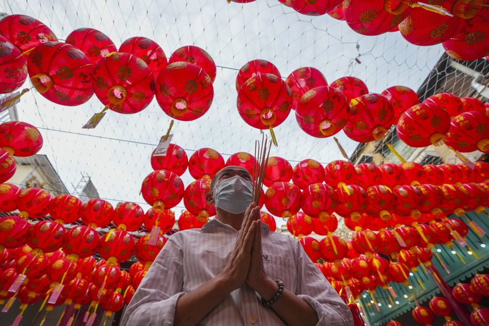 Prayers took place at the Kwong Siew Shrine in Bangkok (AP)