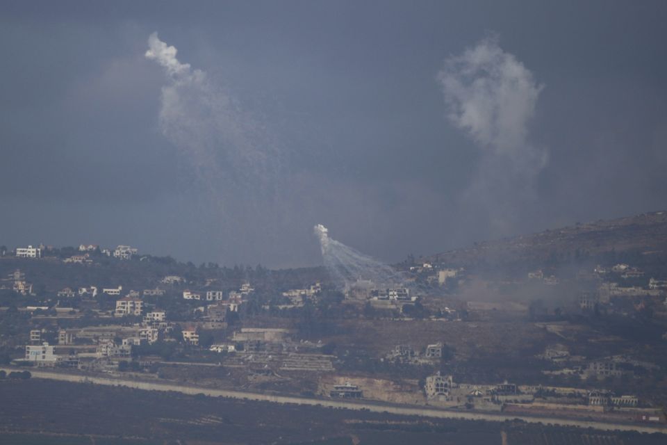 Israeli shelling directed at an area of southern Lebanon (Leo Correa/AP)