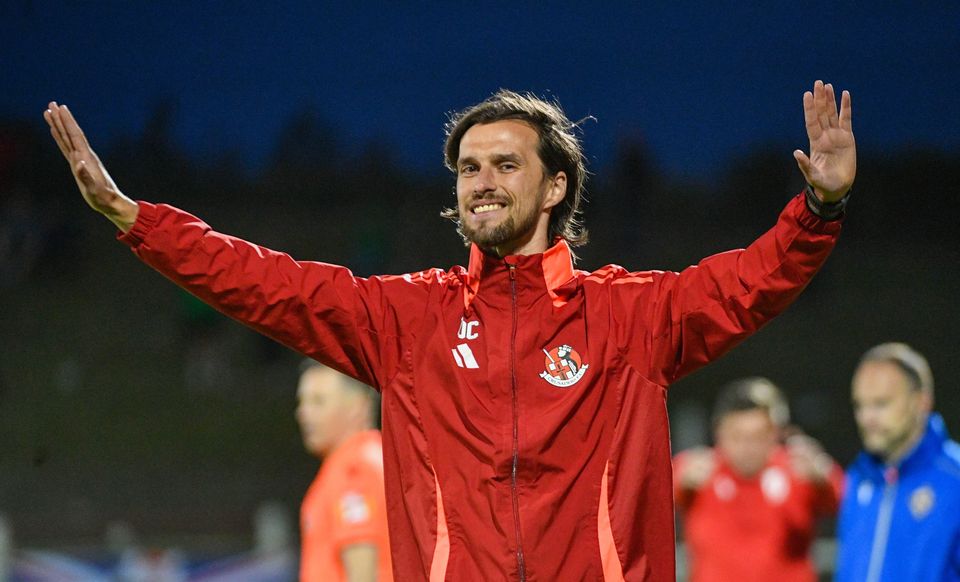 Declan Caddell celebrates his first victory as Crusaders manager