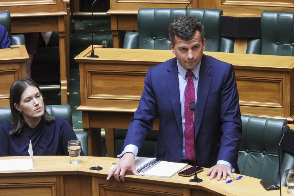 David Seymour stands during the first debate on the Treaty Principles Bill in parliament in Wellington, New Zealand (Charlotte Graham-McLay/AP)