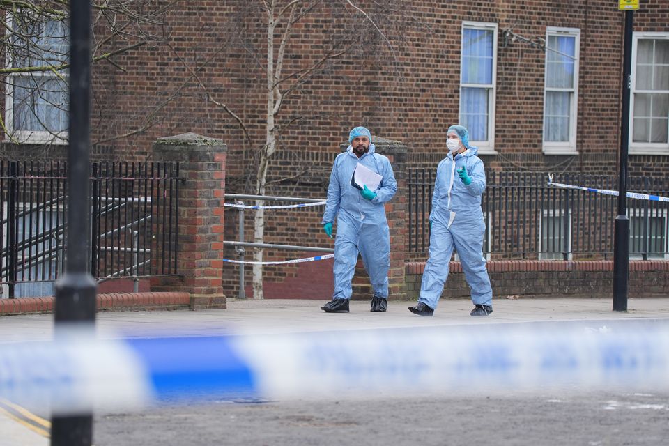 Police at the scene on Bodney Road in Hackney (Yui Mok/PA)