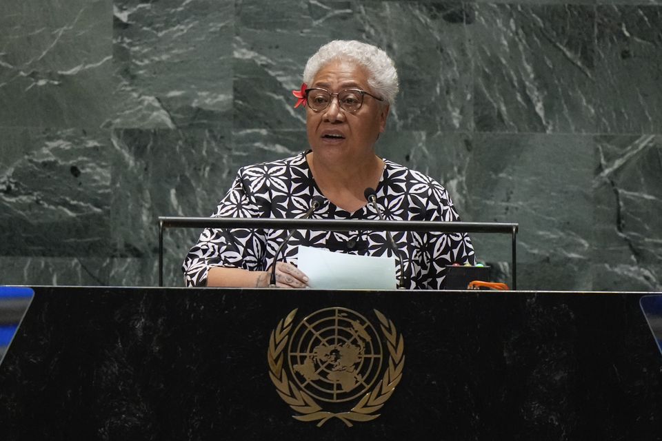 Samoa’s Prime Minister Fiame Naomi Mata’afa speaks to the United Nations General Assembly during Summit of the Future, earlier in September at UN headquarters (Frank Franklin II/AP/PA)