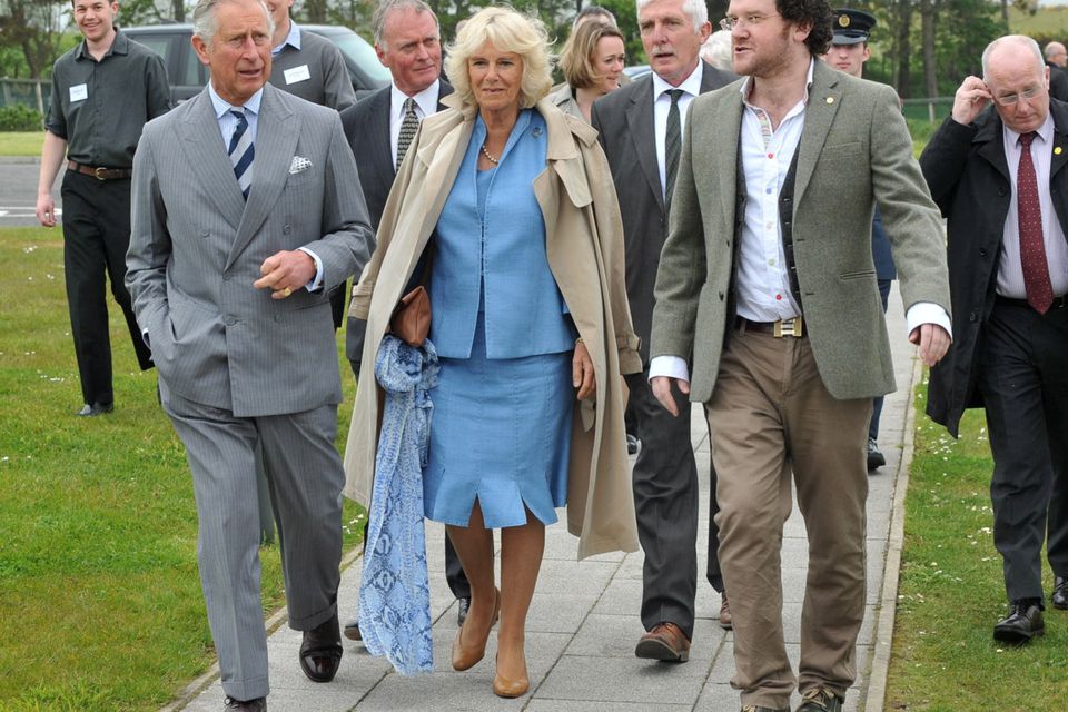 Prince Charles and the Duchess of Cornwall with Padraig O’Tuama (right) on a visit to Corrymeela to mark the organistion’s 50th anniversary