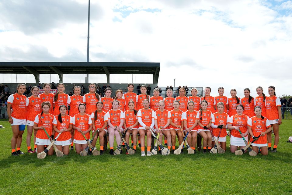 The Armagh squad prepare to line out against Kildare in the Electric Ireland All-Ireland Minor ‘B’ Final