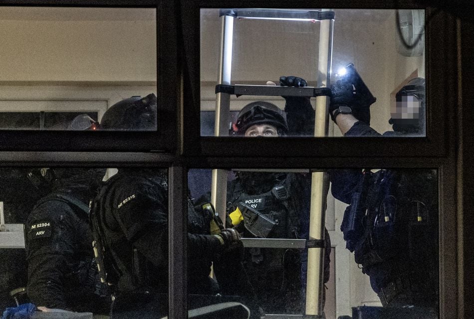 Armed response officers attend reports of a death in a property in the Corrainey Park area of Dungannon on February 28th 2025 (Photo by Kevin Scott)
