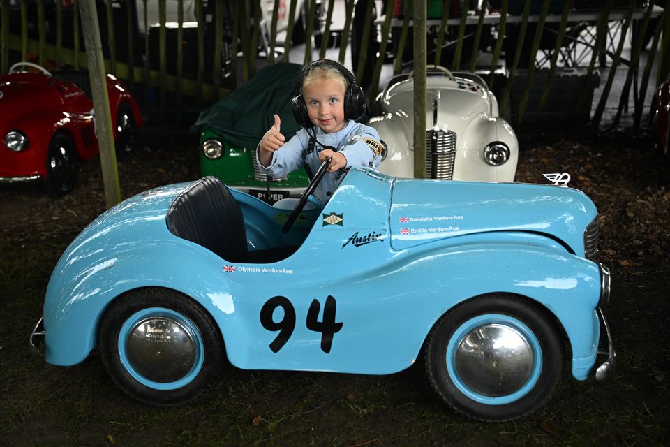 Emilia Verdon-Roe, aged six, prepares to race in the Settrington Cup (John Nguyen/PA)