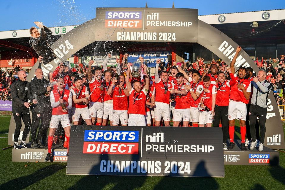 Larne get the party started after being crowned Sports Direct Premiership champions