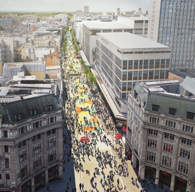 An artist’s impression of a pedestrianised Oxford Street in central London (Mayor of London/PA)