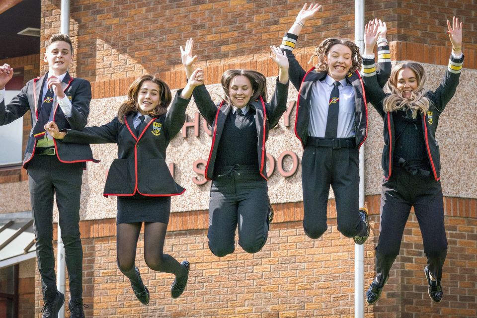 Pupils jumping for joy with exam success after less stressful