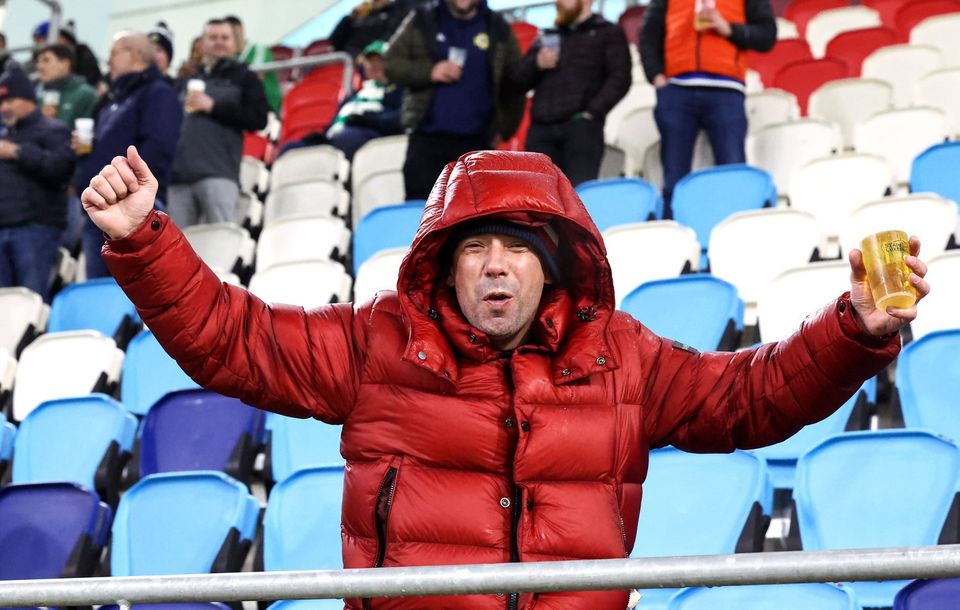 Presseye Ltd, Belfast, Northern Ireland - 18th November 2024 :  Photo by William Cherry/Presseye 
  
Northern Ireland fans at the Stade de Luxembourg for Monday night’s UEFA Nations League game against Luxembourg.   Photo by William Cherry/Presseye