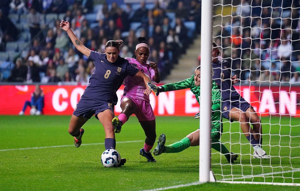 Grace Clinton, left, was one of the players to impress in England’s win (Mike Egerton/PA)