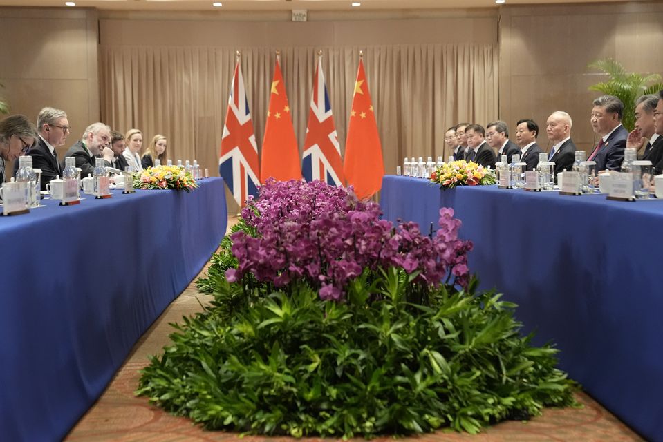 The UK and Chinese leaders met at the Sheraton Grand Hotel in Rio (Stefan Rousseau/PA)