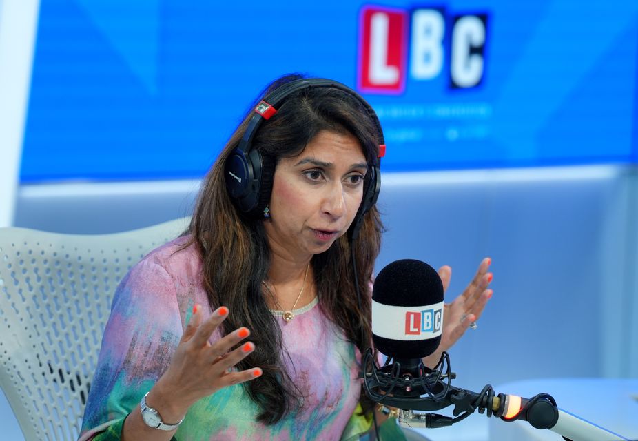 Former home secretary Suella Braverman appears as a guest presenter on LBC (Jonathan Brady/PA)