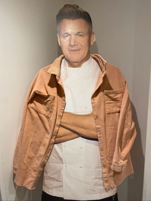 The Gordon Ramsay cardboard cutout sporting a jacket (Abbie Ford/PA)