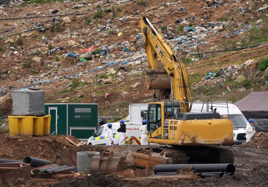 Police officers during the search of a landfill site in Essex (Joe Giddens/PA)